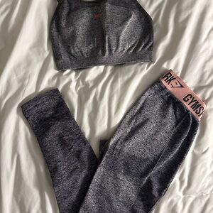 Gymshark Flex Leggings and Sports Bra Set in Grey Marl